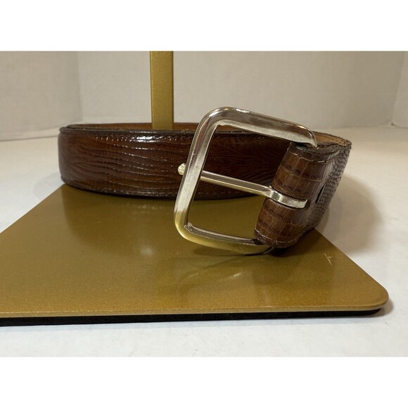 Belt 3-D DDD Belt 42 Brown Embossed Leather Tooled Western Cowhide Silver Buckle - Picture 1 of 14